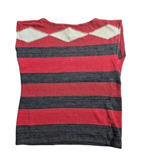 Vintage 80s 90s Ralph Lauren Linen Blend Knit Sleeveless Top Striped Argyle XL